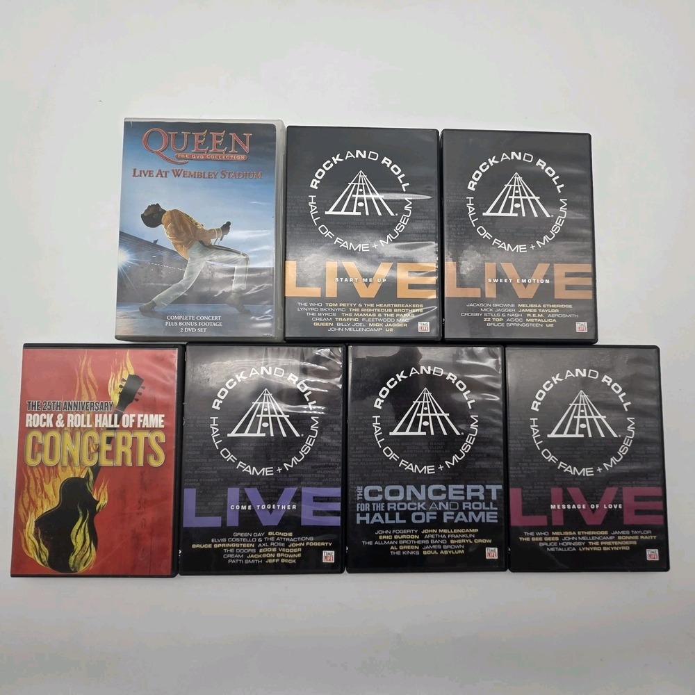 TIME LIFE Rock and Roll Hall of Fame Museum LIVE & Queen Wembley Stadium DVD Lot